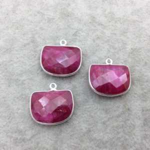 Shop Ruby Faceted Beads! Sterling Silver Faceted Half Moon Shape Corundum/Ruby Bezel Pendant Component – ~ 16mm x 20mm – Natural  Semi-Precious Gemstone | Natural genuine faceted Ruby beads for beading and jewelry making.  #jewelry #beads #beadedjewelry #diyjewelry #jewelrymaking #beadstore #beading #affiliate #ad