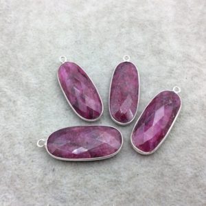 Shop Ruby Faceted Beads! Sterling Silver Faceted Long Oval Shape Corundum/Ruby Bezel Pendant Component – ~ 12mm x 35mm – Natural  Semi-Precious Gemstone | Natural genuine faceted Ruby beads for beading and jewelry making.  #jewelry #beads #beadedjewelry #diyjewelry #jewelrymaking #beadstore #beading #affiliate #ad