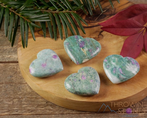 Ruby Fuchsite Crystal Heart - Mini Heart Carving Pocket Stone, Mom Gift, Healing Crystals And Stones, E1598