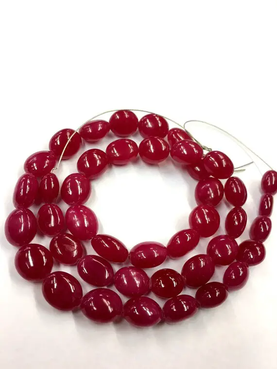 Aaa Quality--natural Ruby Smooth Beads Ruby Oval Shape Beads Jewelry Making Ruby Wholesale Ruby Beads Latest Arrival