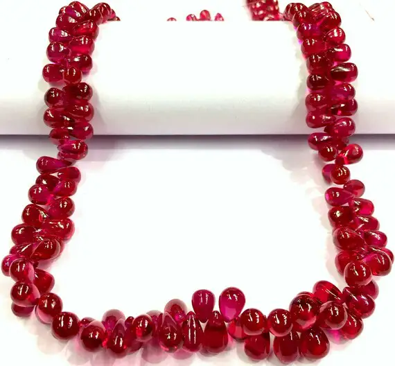 Aaaa+ Quality~~extremely Beautiful~~ruby Corundum Teardrop Shape Beads Ruby Smooth Drops Beads Ruby Briolettes Ruby Necklace Wholesale Shop.