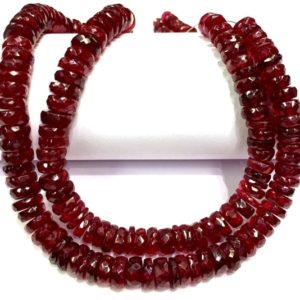Shop Ruby Bead Shapes! Aaaa++ Quality~great Luster~ruby Tyre Faceted Beads Ruby Heishi Cut Beads Sparkling Ruby Gemstone Beads Full Transparent Ruby Necklace. | Natural genuine other-shape Ruby beads for beading and jewelry making.  #jewelry #beads #beadedjewelry #diyjewelry #jewelrymaking #beadstore #beading #affiliate #ad
