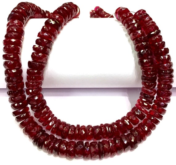 Aaaa++ Quality~great Luster~ruby Tyre Faceted Beads Ruby Heishi Cut Beads Sparkling Ruby Gemstone Beads Full Transparent Ruby Necklace.
