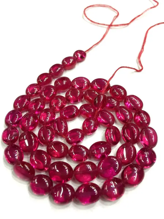 Aaaa+ Quality~extremely Beautiful~ruby Corundum Oval Shape Beads Ruby Smooth Oval Beads Ruby Gemstone Beads Jewelry Making Oval Beads.