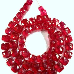 Extremely Beautiful~Very Rare Ruby Corundum Faceted Cube Beads Ruby Box Shape Ruby Gemstone Beads Ruby Necklace Jewelry Making Ruby Beads | Natural genuine other-shape Ruby beads for beading and jewelry making.  #jewelry #beads #beadedjewelry #diyjewelry #jewelrymaking #beadstore #beading #affiliate #ad