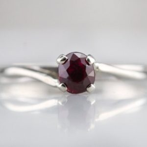 Ruby Solitaire Ring, Minimal Bypass Ring, Ruby Engagement Ring, July Birthstone, White Gold Ruby Ring 9LZDLH85 | Natural genuine Array rings, simple unique alternative gemstone engagement rings. #rings #jewelry #bridal #wedding #jewelryaccessories #engagementrings #weddingideas #affiliate #ad
