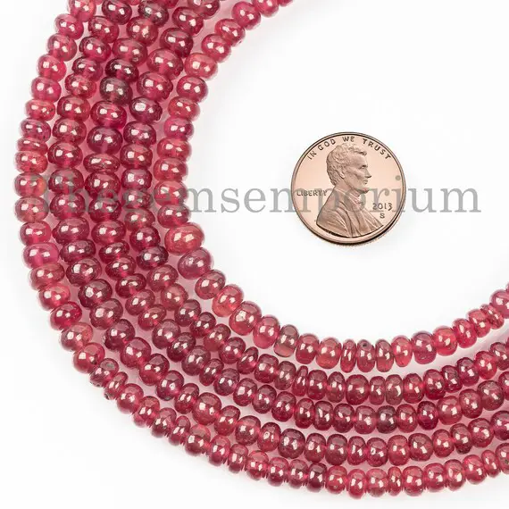 3.5-5.5mm Ruby Smooth Rondelle Beads, Ruby Rondelle Beads, Ruby Smooth Beads, Ruby Beads, Ruby Rondelle Beads, Rondelle Gemstone Beads