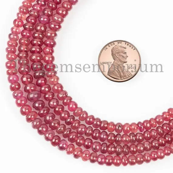 Ruby 3-5.5mm Rondelle Beads, Ruby Smooth Beads, Ruby Beads, Gemstone Rondelle Beads, Ruby Rondelle Beads, Ruby Gemstone, Beads Jewelry