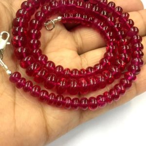 Shop Ruby Beads! Extremely Beautiful~~Ruby Corundum Smooth Rondelle Beads 6-8.MM Ruby Smooth Gemstone Beads Ruby Necklace~~Top Quality~~Gift For Her | Natural genuine beads Ruby beads for beading and jewelry making.  #jewelry #beads #beadedjewelry #diyjewelry #jewelrymaking #beadstore #beading #affiliate #ad