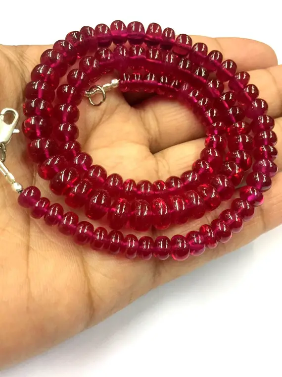 Extremely Beautiful~~ruby Corundum Smooth Rondelle Beads 6-8.mm Ruby Smooth Gemstone Beads Ruby Necklace~~top Quality~~gift For Her
