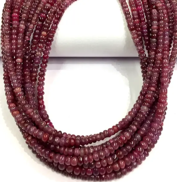 Wholesale Ruby Beads~~natural Ruby Gemstone Beads Ruby Smooth Rondelle Beads Genuine Ruby Beads Plain Ruby Beads Total 11 Strands.