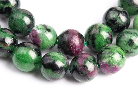 Genuine Natural Ruby Zoisite Gemstone Beads 8mm Green And Black Round Aa Quality Loose Beads (103853)