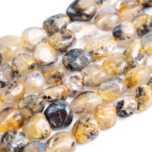 Shop Rutilated Quartz Chip & Nugget Beads! Genuine Natural Titanium Golden Rutile Quartz Loose Beads Pebble Chips Shape 7x6mm | Natural genuine chip Rutilated Quartz beads for beading and jewelry making.  #jewelry #beads #beadedjewelry #diyjewelry #jewelrymaking #beadstore #beading #affiliate #ad