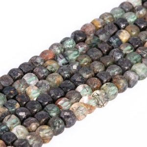 Shop Rutilated Quartz Faceted Beads! Genuine Natural Brown Green Rutilated Quartz Loose Beads Faceted Cube Shape 3-4mm | Natural genuine faceted Rutilated Quartz beads for beading and jewelry making.  #jewelry #beads #beadedjewelry #diyjewelry #jewelrymaking #beadstore #beading #affiliate #ad