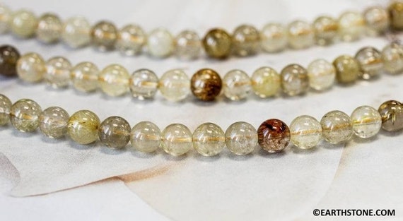 M/ Multi-color Rutilated Quartz 8mm Round Beads 15.5" Strand Natural Golden Rutile Quartz Beads Nice Quality For Jewelry Making