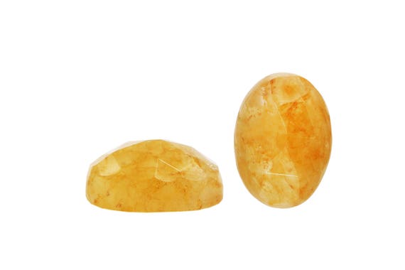 Sale - Honey Jade Cabochon - Faceted Oval - 10x14mm - Natural Gemstones - Jewelry Making Supplies - Birthstones - Diy - 1 Cab