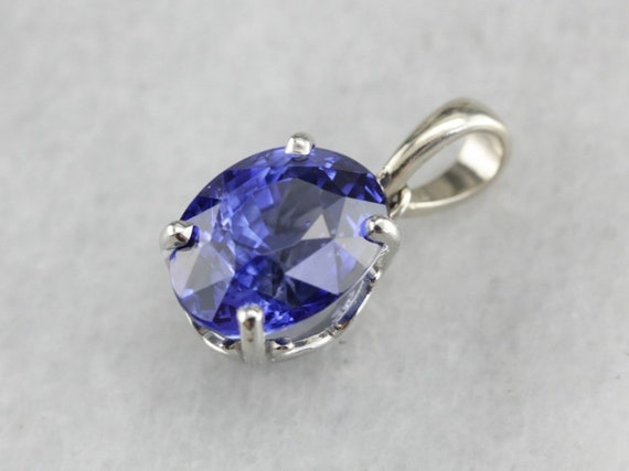 Sapphire Solitaire Pendant, Sapphire And White Gold, Birthstone Pendant, Layering Pendant 02a63n7q