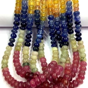 Shop Sapphire Rondelle Beads! AAA QUALITY~~Multi Sapphire Smooth Rondelle Beads 6.MM Sapphire Beads Smooth Polished Sapphire Gemstone Beads Beautiful Sapphire Beads. | Natural genuine rondelle Sapphire beads for beading and jewelry making.  #jewelry #beads #beadedjewelry #diyjewelry #jewelrymaking #beadstore #beading #affiliate #ad
