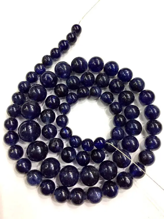 Latest Arrival~~natural Blue Sapphire Smooth Round Beads Jewelry Making Sapphire Gemstone Beads 6-8.mm Sapphire Round Beads Superb Quality