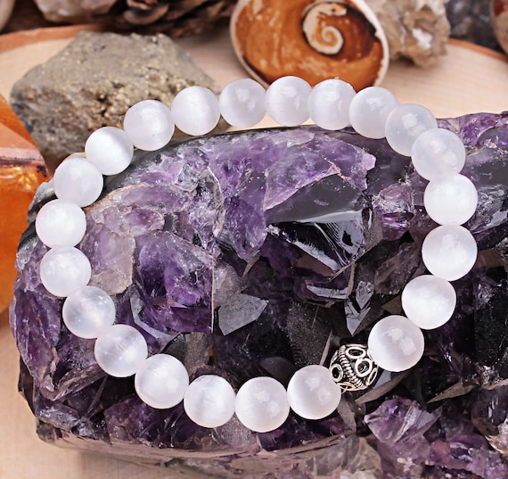 Selenite Bracelet Gift For Women Or Men, 8mm Gemstone Bracelet, %100 Original And Real Natural Stone