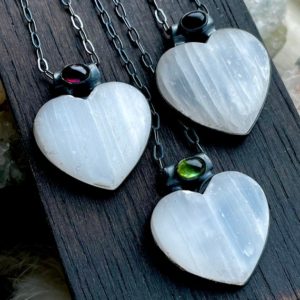 Shop Selenite Necklaces! Selenite necklace,  heart necklace, garnet necklace , raw crystal necklace, boho necklace | Natural genuine Selenite necklaces. Buy crystal jewelry, handmade handcrafted artisan jewelry for women.  Unique handmade gift ideas. #jewelry #beadednecklaces #beadedjewelry #gift #shopping #handmadejewelry #fashion #style #product #necklaces #affiliate #ad
