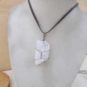 Shop Selenite Necklaces! Selenite Necklace, Wire Wrapped Selenite, Crystal Necklace, Selenite Pendent, Healing Stone, Cleansing Stone Necklace, Raw Selenite Slab | Natural genuine Selenite necklaces. Buy crystal jewelry, handmade handcrafted artisan jewelry for women.  Unique handmade gift ideas. #jewelry #beadednecklaces #beadedjewelry #gift #shopping #handmadejewelry #fashion #style #product #necklaces #affiliate #ad