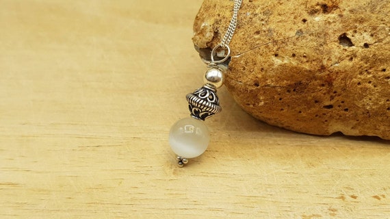Minimalist Selenite Pendant Necklace. Crystal Reiki Jewelry Uk. Bali Silver Necklace. Wire Wrap Pendant