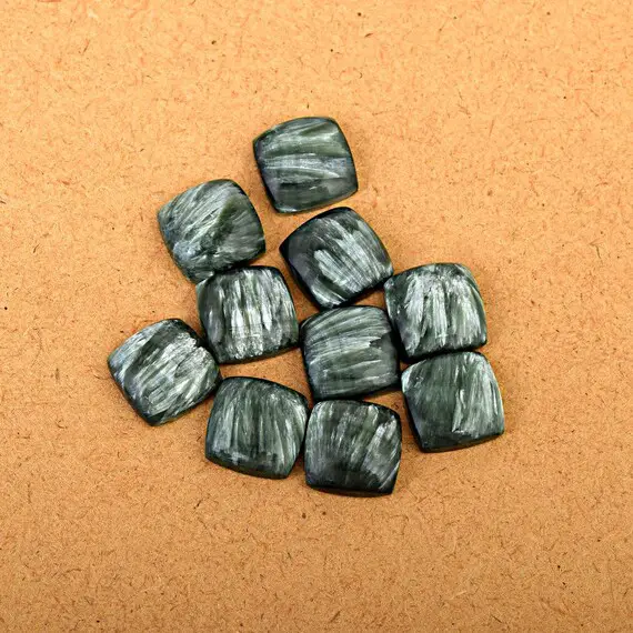 Seraphinite, Natural Green Seraphinite, Aaa Grade, Loose Cabochons, Gemstone Jewelry, Square Seraphinite Stones, Calibrated, Green Stones