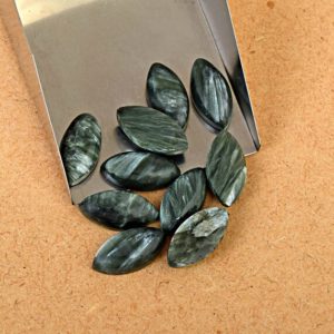 AAA Natural Seraphinite Cabochon, Marquise Loose Gemstone, Calibrated Seraphinite Flat Back, Gemstone for Pendant, Ring Jewelry | Natural genuine stones & crystals in various shapes & sizes. Buy raw cut, tumbled, or polished gemstones for making jewelry or crystal healing energy vibration raising reiki stones. #crystals #gemstones #crystalhealing #crystalsandgemstones #energyhealing #affiliate #ad
