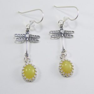 Shop Serpentine Earrings! Serpentine Earrings. Yellow Serpentine. Dangle Earrings. Dragonfly Earrings. Serpentine Cabochons. Sterling Silver. Gallery Wire Bezel. | Natural genuine Serpentine earrings. Buy crystal jewelry, handmade handcrafted artisan jewelry for women.  Unique handmade gift ideas. #jewelry #beadedearrings #beadedjewelry #gift #shopping #handmadejewelry #fashion #style #product #earrings #affiliate #ad