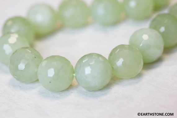 L/ New Jade 18mm Faceted Round Beads 16" Strand Shade Varies Natural Nephrite Jade Gemstone Beads For Jewelry Making