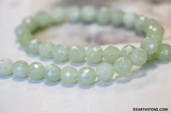 M/ New Jade 8mm/ 10mm Faceted Round Beads 16" Strand Shade Varies Natural Serpentine Gemstone Beads For Jewelry Making