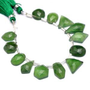 Shop Serpentine Faceted Beads! Serpentine Gemstone Fancy Side Drilled Rosecuts ~ Natural Green Serpentine 11mm-19mm Faceted Flat Back Cabochons ~ Loose Uneven Cabs Mix Lot | Natural genuine faceted Serpentine beads for beading and jewelry making.  #jewelry #beads #beadedjewelry #diyjewelry #jewelrymaking #beadstore #beading #affiliate #ad