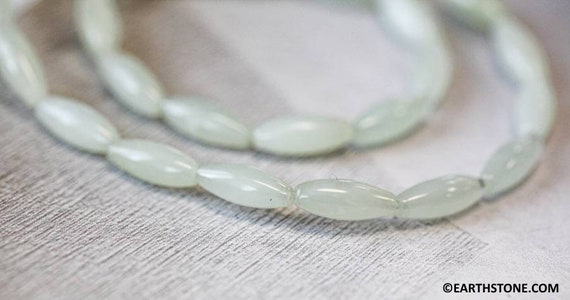 S/ New Jade 5x12mm Oval Rice Beads 16" Strand Natural Nephrite Jade Gemstone Beads For Jewelry Making