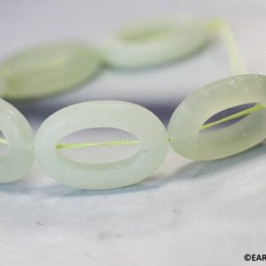 Xl / New Jade 25x35mm Oval Donut Beads 16" Strand Natural Light Green Serpentine Matte Finished Beads For Jewelry Making | Natural genuine beads Gemstone beads for beading and jewelry making.  #jewelry #beads #beadedjewelry #diyjewelry #jewelrymaking #beadstore #beading #affiliate #ad
