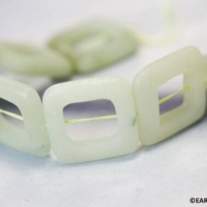 XL/ New Jade 30x30mm Square Donut beads 16" strand Natural light green serpentine gemstone Matte finished beads for jewelry making | Natural genuine beads Gemstone beads for beading and jewelry making.  #jewelry #beads #beadedjewelry #diyjewelry #jewelrymaking #beadstore #beading #affiliate #ad