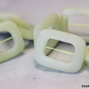 XL/ New Jade 30x40mm Rectangle Donut beads 16" strand Light green serpentine Shade varies Matte Finished for jewelry Making | Natural genuine beads Gemstone beads for beading and jewelry making.  #jewelry #beads #beadedjewelry #diyjewelry #jewelrymaking #beadstore #beading #affiliate #ad