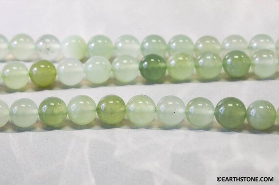 M/ New Jade 10mm/ 12mm Round Beads 16" Strand Light Green Nephrite Jade Gemstone Beads Shade Varies For Jewelry Making