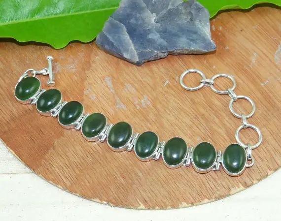 Serpentine Stone Bracelets, Serpentine Bracelets, Handmade Bracelets, Green Gemstone Bracelet, For Her, Handmade Bracelet,l80512