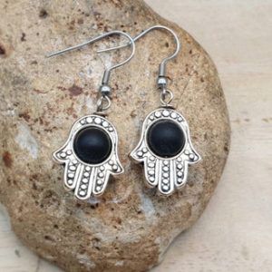 Shop Shungite Earrings! Rare black shungite hamsa earrings. 5% Carbon (do not conduct electricity) Reiki jewelry uk. Dangle Drop earrings | Natural genuine Shungite earrings. Buy crystal jewelry, handmade handcrafted artisan jewelry for women.  Unique handmade gift ideas. #jewelry #beadedearrings #beadedjewelry #gift #shopping #handmadejewelry #fashion #style #product #earrings #affiliate #ad
