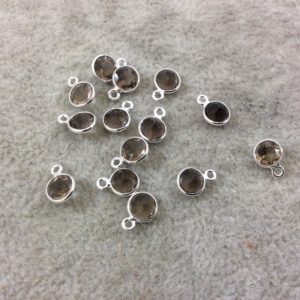 Shop Smoky Quartz Faceted Beads! BULK LOT – Pack of Six (6) Sterling Silver Pointed/Cut Stone Faceted Round/Coin Shaped Smoky Quartz Bezel Pendants – Measuring 5mm x 5mm | Natural genuine faceted Smoky Quartz beads for beading and jewelry making.  #jewelry #beads #beadedjewelry #diyjewelry #jewelrymaking #beadstore #beading #affiliate #ad