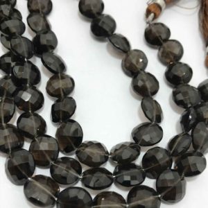 Shop Smoky Quartz Faceted Beads! Smoky Quartz Faceted Coin 9mm to 10mm 8 inches | Gemstone Beads | Faceted Beads | Smoky Quartz | Semiprecious Stone Beads | Loose Strands | Natural genuine faceted Smoky Quartz beads for beading and jewelry making.  #jewelry #beads #beadedjewelry #diyjewelry #jewelrymaking #beadstore #beading #affiliate #ad