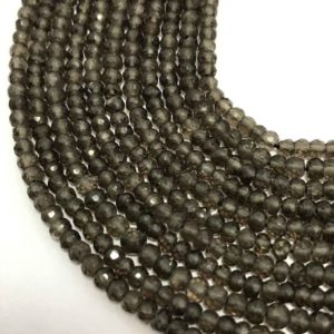 Shop Smoky Quartz Faceted Beads! Natural Smoky Quartz Micro Faceted Rondelle Beads, 3mm to 4mm, 13 inches, Quartz Beads, Gemstone Beads, Semiprecious Stone Beads | Natural genuine faceted Smoky Quartz beads for beading and jewelry making.  #jewelry #beads #beadedjewelry #diyjewelry #jewelrymaking #beadstore #beading #affiliate #ad