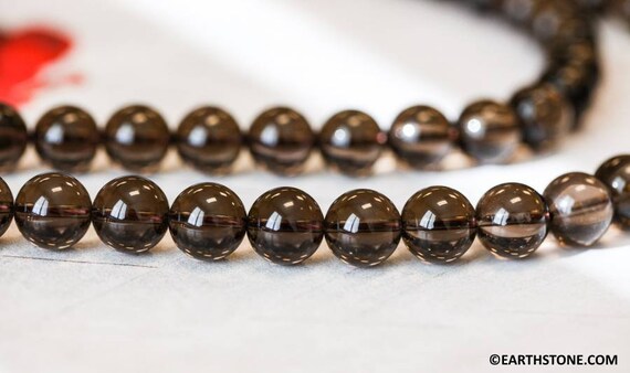 M/ Smoky Quartz 12mm Round Beads 16' Strand Enhanced Brown Quartz Gemstone Beads For Jewelry Making
