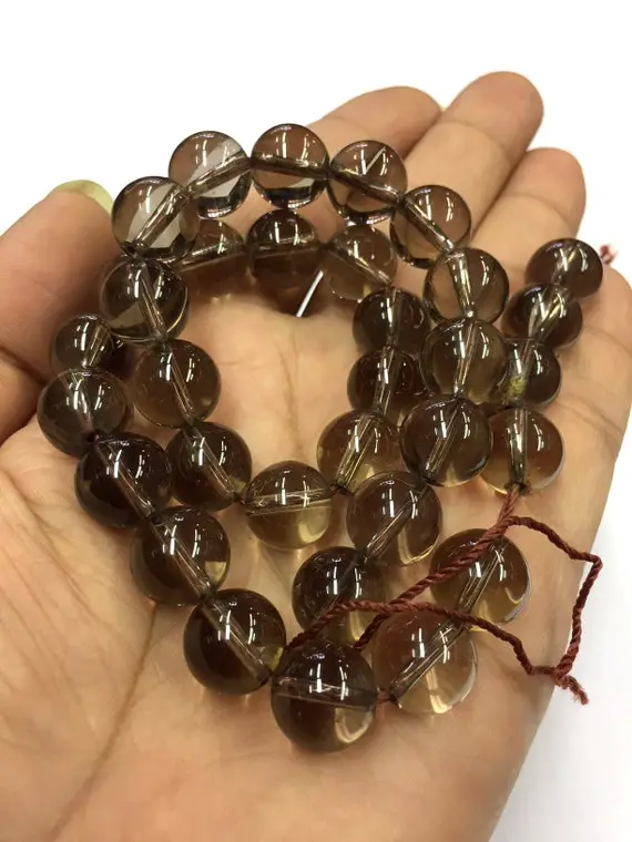 Natural Smooth Smoky Quartz Round Ball Beads 12mm Plain Gemstone Beads 15" Strand Superb Quality New Arrival