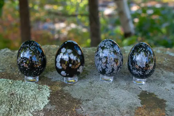 Snowflake Obsidian Eggs // Snowflake Obsidian Decoration // Snowflake Obsidian Specimen // Metaphysical Crystal // Village Silversmith