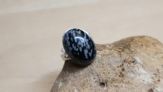 Snowflake Obsidian Ring. Statement Adjustable 925 Sterling Silver Rings For Women. Reiki Jewelry Uk. Virgo Jewelry. 18x13mm Stone