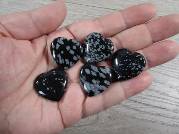 Snowflake Obsidian Flat 25 Mm Heart K436