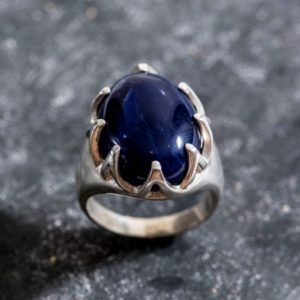 Shop Sodalite Rings! Large Sodalite Ring, Blue Sodalite Ring, Natural Sodalite, Vintage Rings, Large Stone Ring, Deep Blue Ring, Solid Silver Ring, Sodalite | Natural genuine Sodalite rings, simple unique handcrafted gemstone rings. #rings #jewelry #shopping #gift #handmade #fashion #style #affiliate #ad