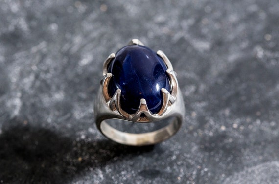 Large Sodalite Ring, Blue Sodalite Ring, Natural Sodalite, Vintage Rings, Large Stone Ring, Deep Blue Ring, Solid Silver Ring, Sodalite